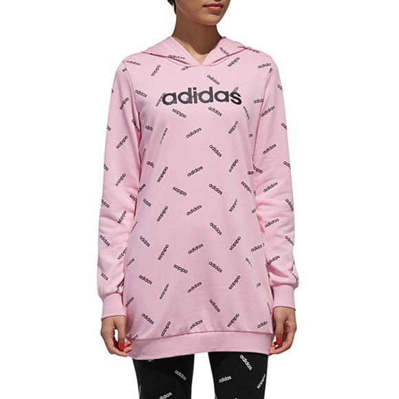adidas Tops - Adidas Pink All over Print Oversized Womens Hoodie